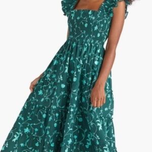 Hill House Ellie Nap Dress Green Botanical Floral size Large
